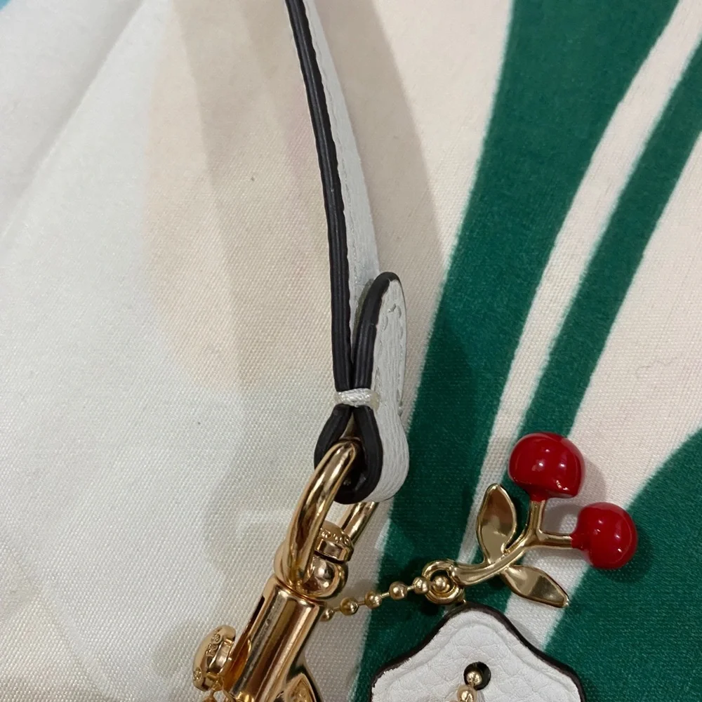 Coach White Cherry Print Shoulder Bag with Gold Hardware